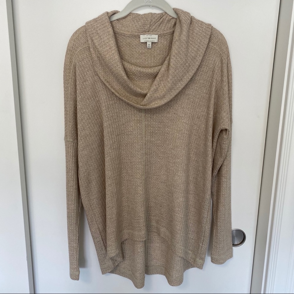 Lucky Brand Waffle Knit Cowl Neck Top